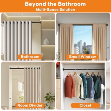 Adjustable TPKEAM Shower Curtain Rod, No Tools Needed, Rust-Proof