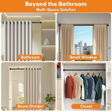 Adjustable TPKEAM Shower Curtain Rod, No Tools Needed, Rust-Proof