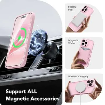 CAPRRO Magnetic for iPhone 15 Pro Max Case, [Compatible with MagSafe] [Full Camera Protection] Shockproof Protective Slim Translucent Matte Phone Case for iPhone 15 Pro Max 6.7'', Pastel Pink