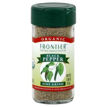 Frontier Co-op Organic Fine Ground Black Pepper - 1.8 oz - Rich Flavor