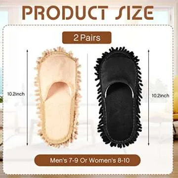 Jecery 2 Pairs Microfiber Cleaning Mop Slippers for Floor Cleaning House Mop Shoes Men and Women Was...