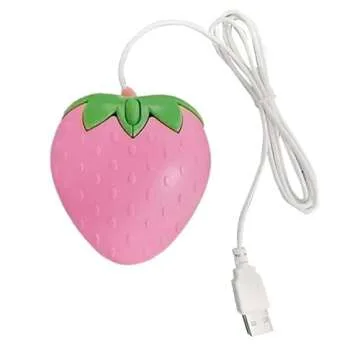 LIANXUE Pink Strawberry USB Corded Mouse Small Optical PC Computer Game Mouse for Girls