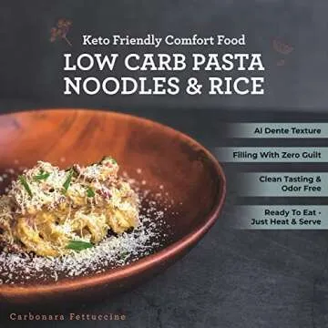 AMAZING LOKARB Fettuccine - Low Carb Konjac Pasta - Odor Free Shirataki - Zero Net Carbs and Low in Calories - Pre-Cooked and Ready-To-Eat - Ideal for Gluten-Free, Vegan & Keto Diet - 6 Pack