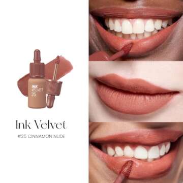 Peripera Ink the Velvet Lip Tint - High Pigment Color, Longwear, Weightless, Not Animal Tested, Gluten-Free, Paraben-Free (025 CINNAMON NUDE)