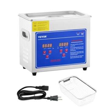 VEVOR Ultrasonic Cleaner with Digital Timer & Heater, Professional Ultra Sonic Jewelry Cleaner, Stainless Steel Heated Cleaning Machine for Glasses Watch Rings Small Parts Circuit Board (3L)
