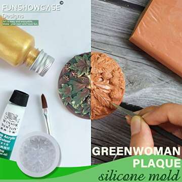 Greenman and Greenwoman Plaque Sculpture Silicone Molds Set for Fondant Cake Decoration, Epoxy Resin Jewelry Casting, Polymer Clay Concrete Cement Craft 2inch