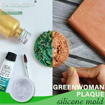 Greenman and Greenwoman Plaque Sculpture Silicone Molds Set for Fondant Cake Decoration, Epoxy Resin Jewelry Casting, Polymer Clay Concrete Cement Craft 2inch