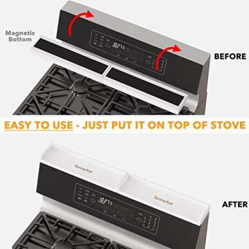 SpaceAid 30" Wide Kitchen Shelf Organizer for Stove, Magnetic Bamboo Spices Shelf for Home Stove Kitchen Storage Organization (Fit for Flat Top Only, White)