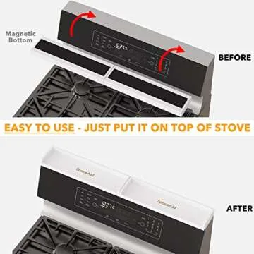 SpaceAid 30" Wide Kitchen Shelf Organizer for Stove, Magnetic Bamboo Spices Shelf for Home Stove Kitchen Storage Organization (Fit for Flat Top Only, White)