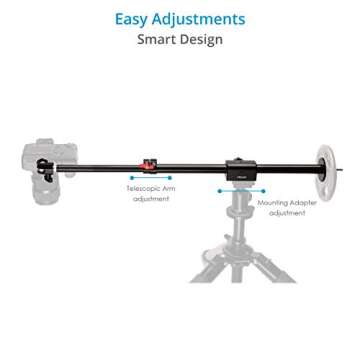 PROAIM Overhead Photo & Video Camera Boom Pole. for Overhead Camera/Tabletop Views. 23 to 40" Telescopic Arm Length. Includes Camera Ball Head & Tripod Mounting Adapter (P-OHBP-01)