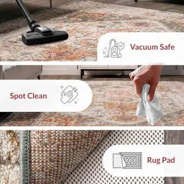 nuLOOM Performance Oriental Style Area Rug, Vintage Design, Durable, Easy to Clean, Justine Beige, 8' x 10'