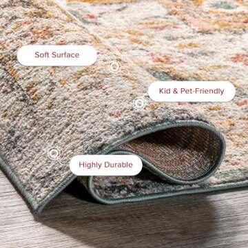 nuLOOM Performance Oriental Style Area Rug, Vintage Design, Durable, Easy to Clean, Justine Beige, 8' x 10'