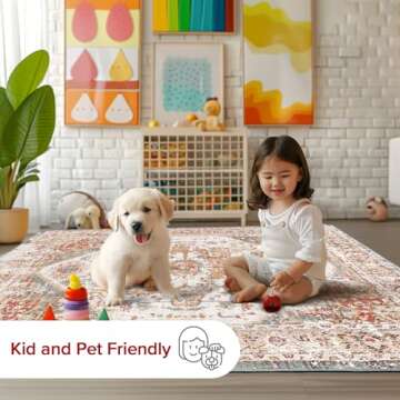 nuLOOM Performance Oriental Style Area Rug, Vintage Design, Durable, Easy to Clean, Justine Beige, 8' x 10'