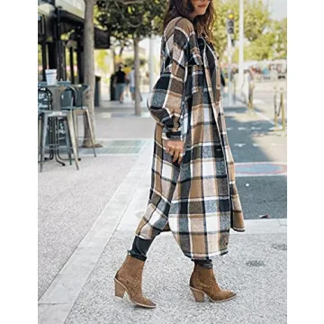 Stylish SKIKYAN Women Flannel Shacket - Oversized Cozy Layer