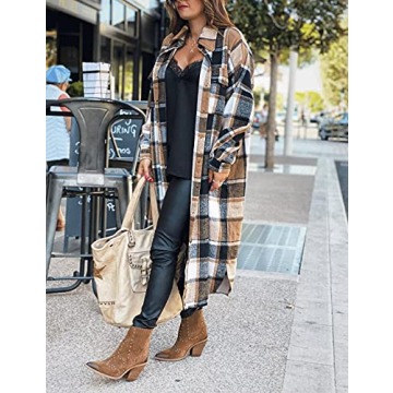 Stylish SKIKYAN Women Flannel Shacket - Oversized Cozy Layer