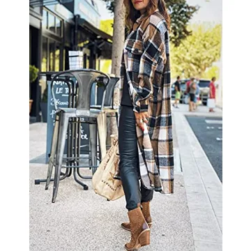 Stylish SKIKYAN Women Flannel Shacket - Oversized Cozy Layer