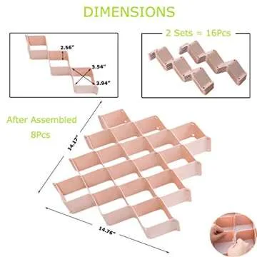 StarratS Honeycomb Drawer Organizer - 59 Slot Pink Dividers