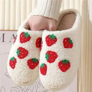 Cozy Women Slippers Stylish Strawberry Pattern Comfort