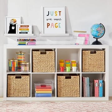 mDesign Natural Woven Hyacinth Cube Organizer Baskets