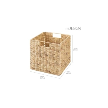 mDesign Natural Woven Hyacinth Cube Organizer Baskets