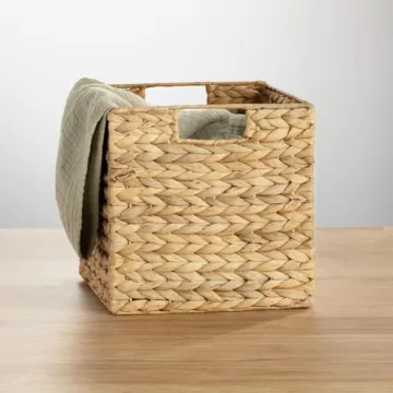 mDesign Natural Woven Hyacinth Cube Organizer Baskets