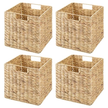 mDesign Natural Woven Hyacinth Cube Organizer Baskets