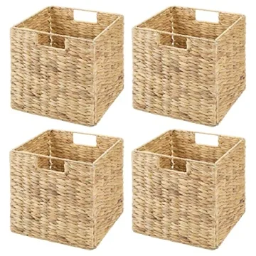 mDesign Natural Woven Hyacinth Cube Organizer Baskets