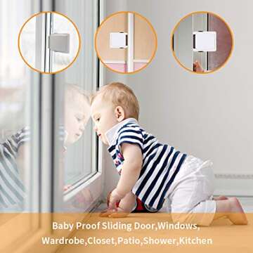 Child Proof Window Sliding Door Lock 2 Grey Packs (Suit for Working Space Over 0.42in and Under 1.18in) Security Your Baby Safe and Protect Kid outof Dangerous at Home (2, Grey)