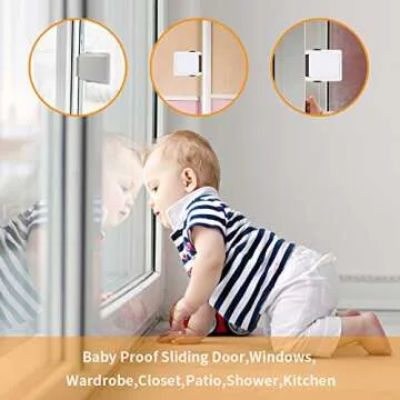 Child Proof Window Sliding Door Lock 2 Grey Packs (Suit for Working Space Over 0.42in and Under 1.18in) Security Your Baby Safe and Protect Kid outof Dangerous at Home (2, Grey)