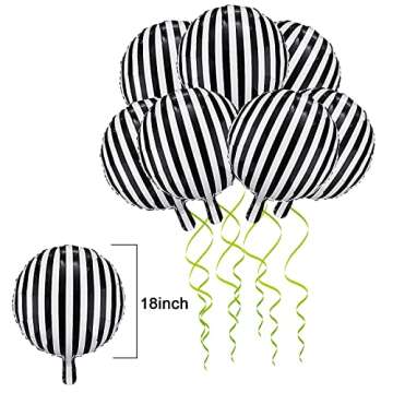 Gejoy 12 Pieces 18 Inch Black and White Striped Balloons Decoration Foil Aluminum Helium Balloons for Birthday Party, Baby Shower, Halloween, Ceremonies, Holiday Parties Decoration