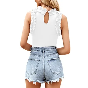 Chic WAYMAKER Ruffle Mock Turtle Neck Bodysuit for Women