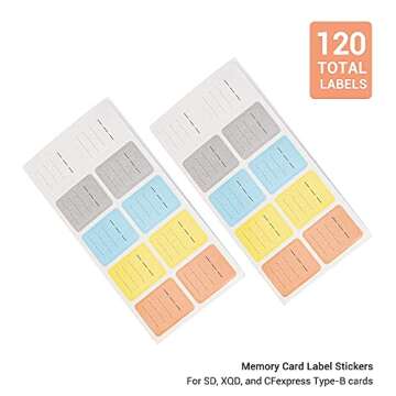 120 Count Stick-On Printable Memory Card Labels for Organization