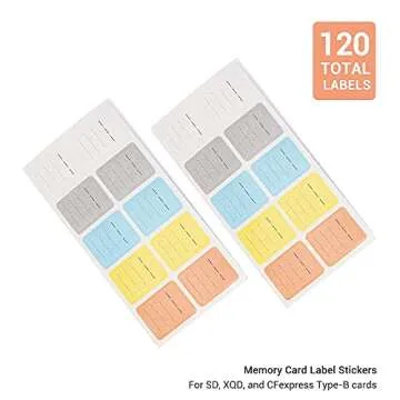 120 Count Stick-On Printable Memory Card Labels for Organization