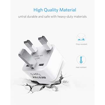 BESTEK European Travel Plug Adapter Set, Grounded Universal Power Plug Adapter for US to Type E/F, Type C, Type G Countries, UK, Germany, France, Italy, Spain, Ireland and All of Europe, 3 Pack