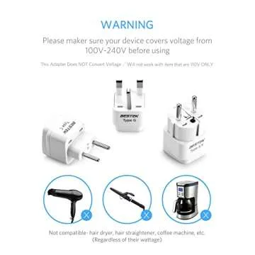 BESTEK European Travel Plug Adapter Set, Grounded Universal Power Plug Adapter for US to Type E/F, Type C, Type G Countries, UK, Germany, France, Italy, Spain, Ireland and All of Europe, 3 Pack