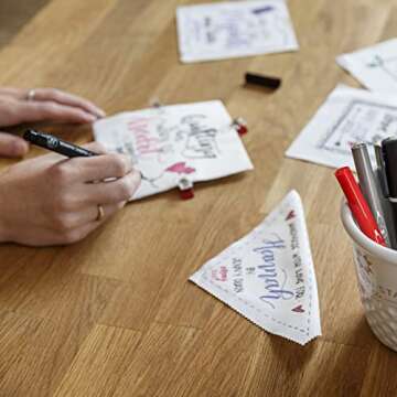 Black Fabric Markers 2 Pack, Broad and Fine Tip | Water Resistant Ink, No Steam or Iron Needed | Non...