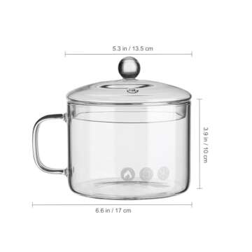 UPKOCH Clear Glass Cooking Pot, 50Oz Stovetop Pot, Multi-Function Glass Saucepan for Home Kitchen Re...