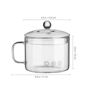 UPKOCH Clear Glass Cooking Pot, 50Oz Stovetop Pot, Multi-Function Glass Saucepan for Home Kitchen Re...