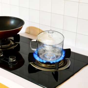 UPKOCH Clear Glass Cooking Pot, 50Oz Stovetop Pot, Multi-Function Glass Saucepan for Home Kitchen Restaurant, 1350ml