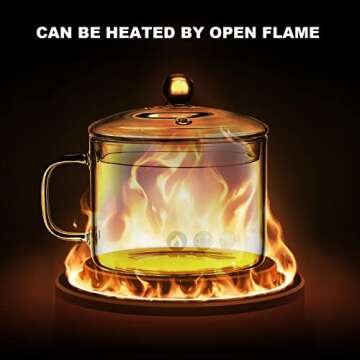 UPKOCH Clear Glass Cooking Pot, 50Oz Stovetop Pot, Multi-Function Glass Saucepan for Home Kitchen Restaurant, 1350ml