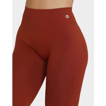 NVS Workout Leggings for Women Scrunch Seamless Impact Leggings High Waisted Tummy Control Butt Lifting Gym Yoga Pants, Rust, Medium