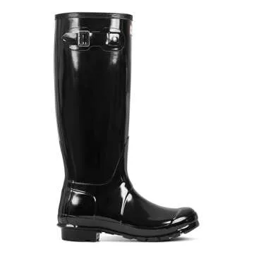 Hunter Women's Original Tall Gloss Rain Boots, Black, 8