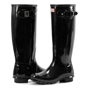 Hunter Women's Original Tall Gloss Rain Boots, Black, 8