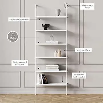 Nathan James Theo 6-Shelf Modern Wall Mount Bookshelf