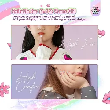 SAVILAND Kids Glitter Star Press on Nails 168 Pieces