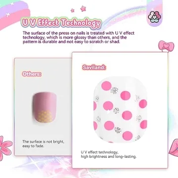 SAVILAND Kids Glitter Star Press on Nails 168 Pieces