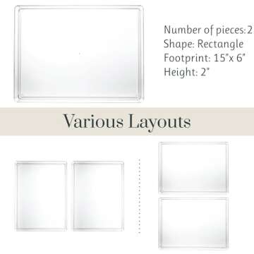 STORi SimpleSort 2-Piece Stackable Clear Drawer Organizer Set | 12" x 9" x 2" Rectangle Trays | Wide Makeup Vanity Storage Bins and Office Desk Drawer Dividers | Made in USA