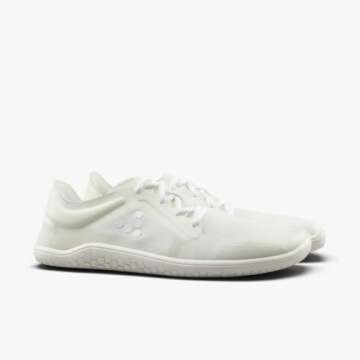 Vivobarefoot Primus Lite III, Womens Vegan Light Breathable Shoe with Barefoot Sole Bright White
