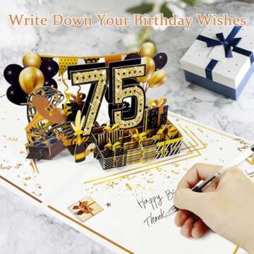 OLOSONG 75th Birthday Card for Memorable Celebrations