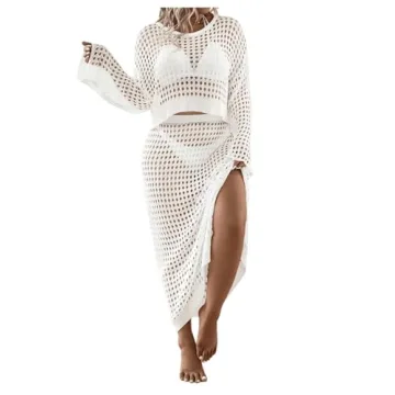 GORGLITTER Women's Plus Size Crochet Cover Ups Set
